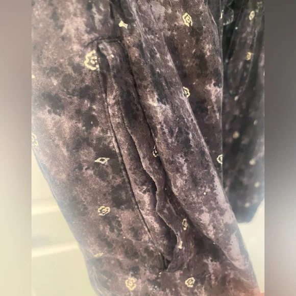 American Eagle Outfitters XS Black / Brown Marbled Romper 3/4 Sleeve - Picture 5 of 10